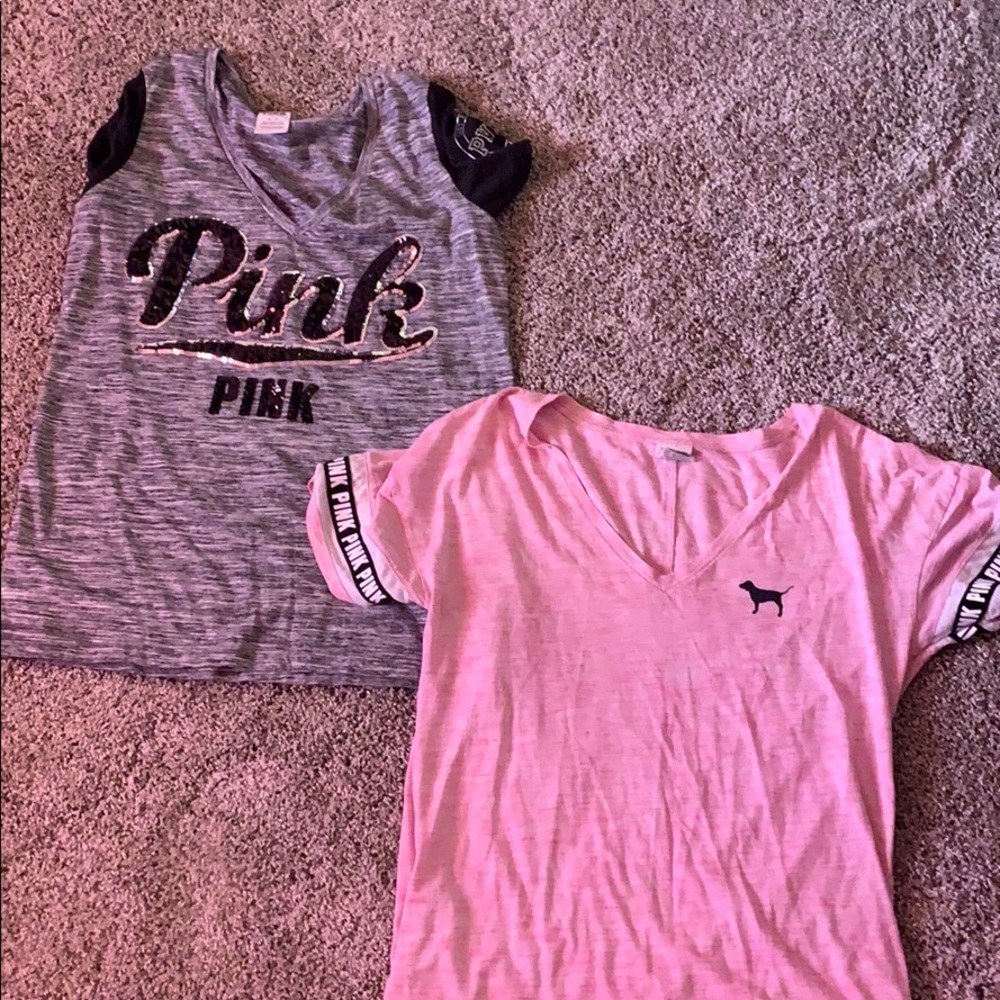 2 pink tees